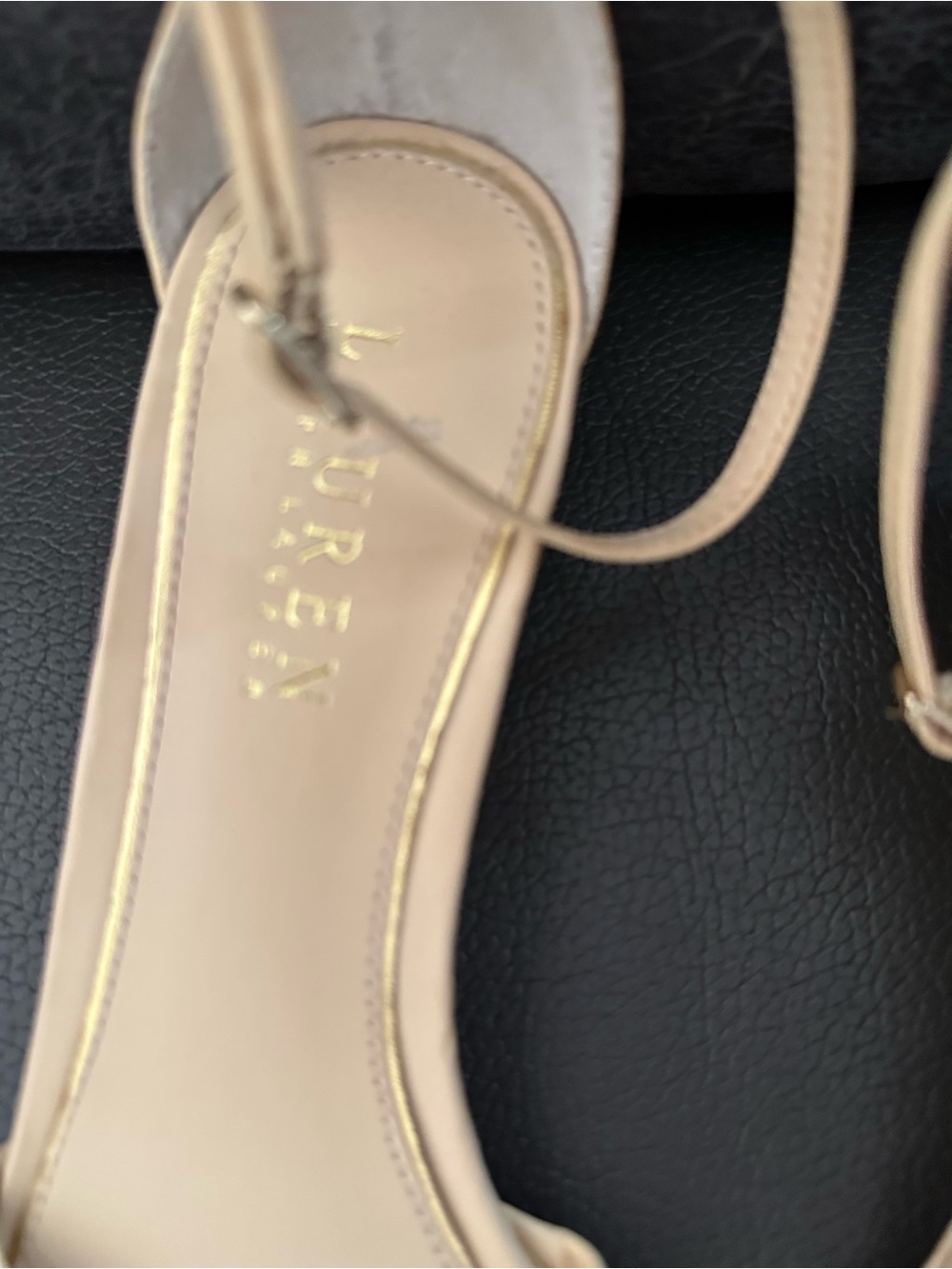Lauren Ralph Lauren Mireya beige leather knot ankle strap wedge sandals. - Picture 4 of 9